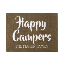 Happy Campers Rustic Burlap gepersonaliseerd