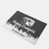 Happy Campers Rustic Chalkboard Familienaam Deurmat (Schuin)