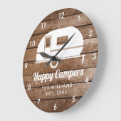 Happy Campers Rustic Wood Camping Large Clock Grote Klok (Hoek)