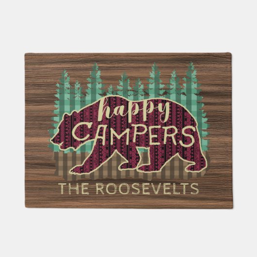 Happy campers rustig wood beer camping custom deurmat (Voorkant)