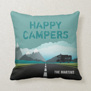 Happy Campers RV   Aangepast Blauwgroen Kussen