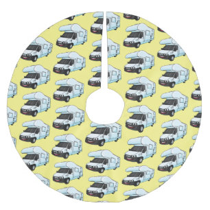 Happy campervan cartoon illustratie kerstboom rok