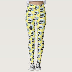 Happy campervan cartoon illustratie leggings