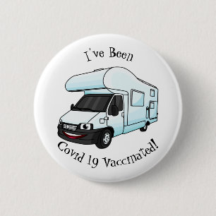 Happy campervan cartoon illustratie ronde button 5,7 cm