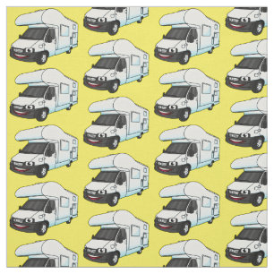 Happy campervan cartoon illustratie stof
