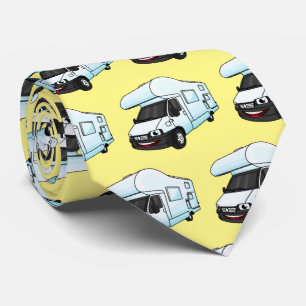 Happy campervan cartoon illustratie stropdas