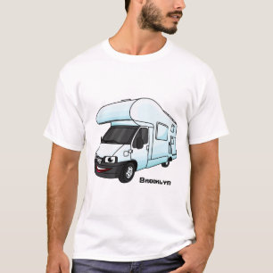 Happy campervan cartoon illustratie t-shirt