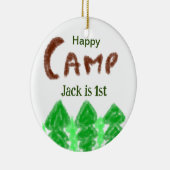 Happy camping camper één verjaardag kinder boomhou keramisch ornament (Rechts)