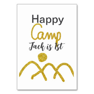 Happy camping camper een verjaardag kinder gouden kaart