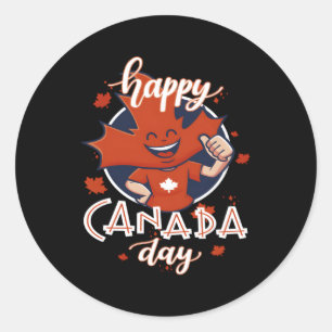 Happy Canada Day 2023 Canadese esdoorn Patriottisc Ronde Sticker