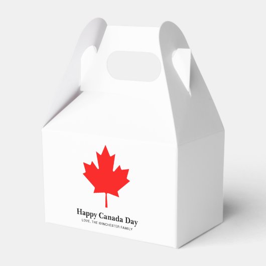Happy Canada Day aangepaste tekst met rood esdoorn Bedankdoosjes (Voorkant Zijde)