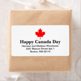 Happy Canada Day aangepaste tekst met rood esdoorn Etiket