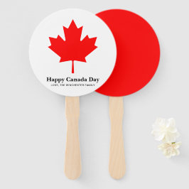 Happy Canada Day aangepaste tekst met rood esdoorn Handwaaier