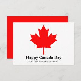 Happy Canada Day aangepaste tekst met rood esdoorn Informatiekaartje