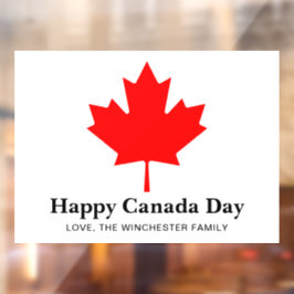 Happy Canada Day aangepaste tekst met rood esdoorn Raamsticker