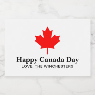 Happy Canada Day aangepaste tekst met rood esdoorn Voedselcontainer Etiket