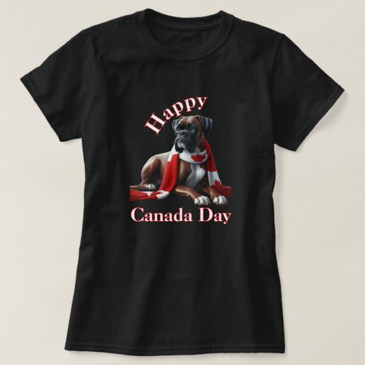Happy Canada Day Boxer Dog T-shirt (Design voorkant)