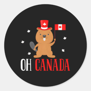 Happy Canada Day Canadese Groundhog Vlag Ronde Sticker