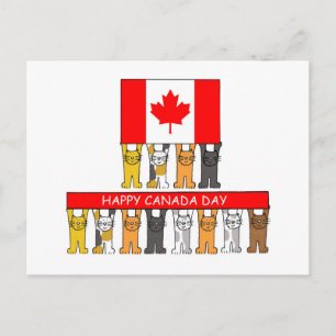 Happy Canada Day Cartoon Cats Briefkaart