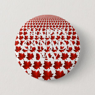 HAPPY CANADA DAY ESDOORNBLADEREN RONDE BUTTON 5,7 CM
