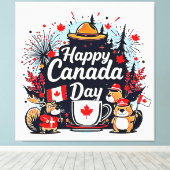 Happy Canada Day Fun Canvas Afdruk (Insitu (Houten vloer))