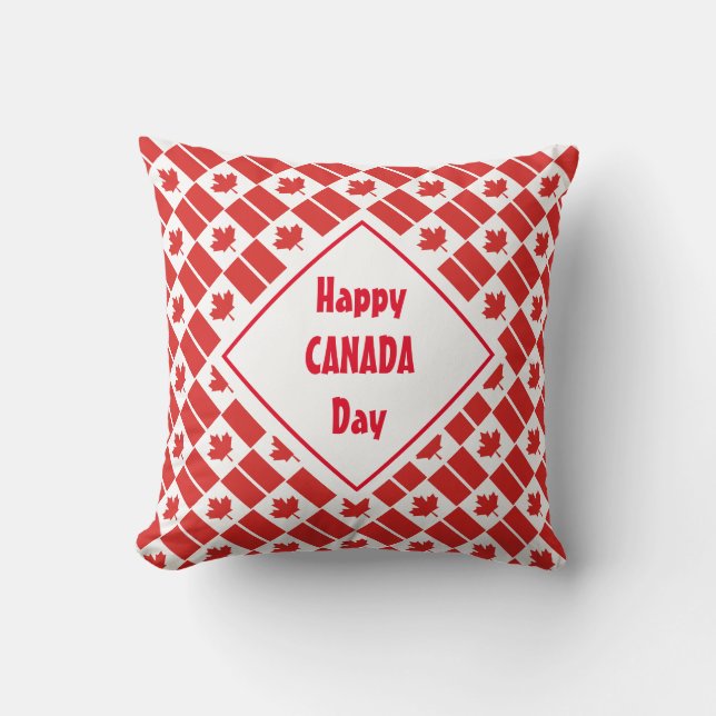 HAPPY CANADA DAY Maple Leaf Canadian Flag Kussen (Voorkant)