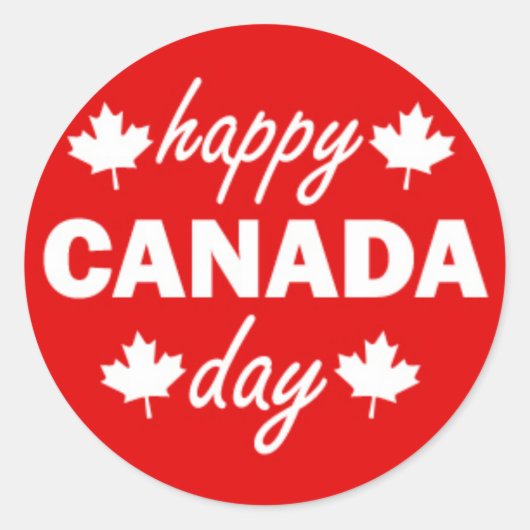 Happy Canada Day op rood Ronde Sticker (Voorkant)