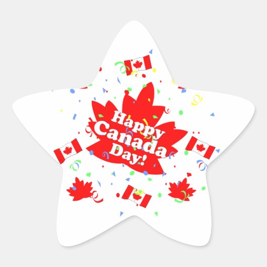 Happy Canada Day Party Ster Sticker (Voorkant)