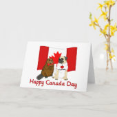 Happy Canada Day Pug en Beaver Pal-T - shirts, cad Kaart (Gele Bloem)