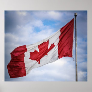 Happy Canada Day Red en White Canadian Flag Poster