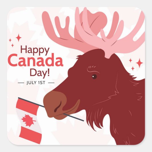 Happy Canada Day Square Sticker (Voorkant)