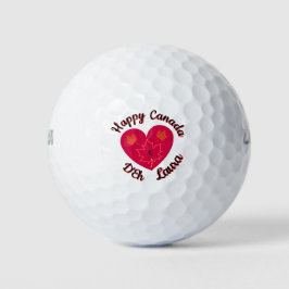 Happy Canada D'Eh Heart, Frog, Maple Leaves Golfballen