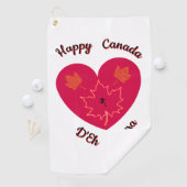 Happy Canada D'Eh Heart, Frog, Maple Leaves Golfhanddoek (Insitu)