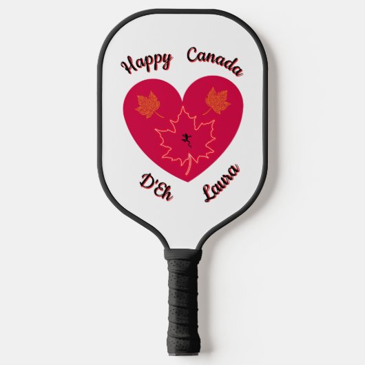 Happy Canada D'Eh Heart, Frog, Maple Leaves Pickleball Paddle (Voorkant)