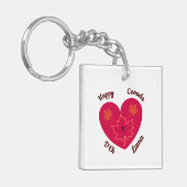 Happy Canada D'Eh Heart, Frog, Maple Leaves Sleutelhanger (Voorkant Links)