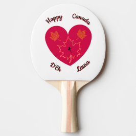 Happy Canada D'Eh Heart, Frog, Maple Leaves Tafeltennisbatje