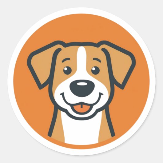 Happy Canine Circle Ronde Sticker (Voorkant)