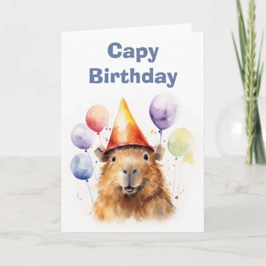 Happy Capy Verjaardag Capybara Kaart (Voorkant)