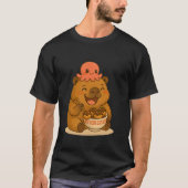 Happy Capybara Eating Takoyaki with Octopus Kawaii T-shirt (Voorkant)