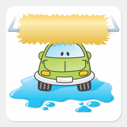 Happy Car Wash Vierkante Sticker (Voorkant)