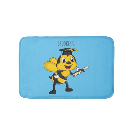 Happy cartoon bee afstuderen badmat (Voorkant)
