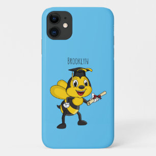 Happy cartoon bee afstuderen iPhone 11 hoesje