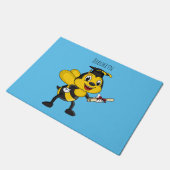 Happy cartoon bee afstuderen deurmat (Schuin)