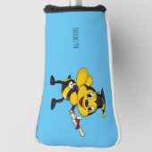 Happy cartoon bee afstuderen golfheadcover (Draai 90)