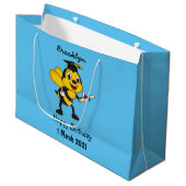 Happy cartoon bee afstuderen groot cadeauzakje (Voorkant Gekanteld)