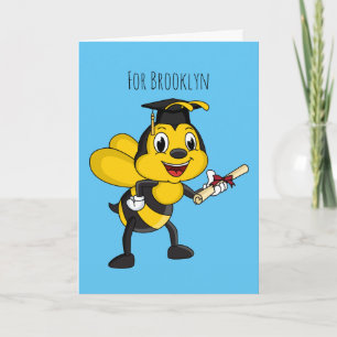 Happy cartoon bee afstuderen kaart