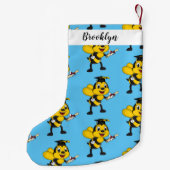 Happy cartoon bee afstuderen kleine kerstsok (Achterkant)