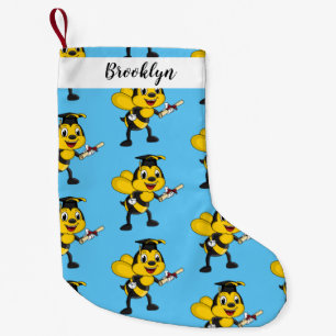 Happy cartoon bee afstuderen kleine kerstsok