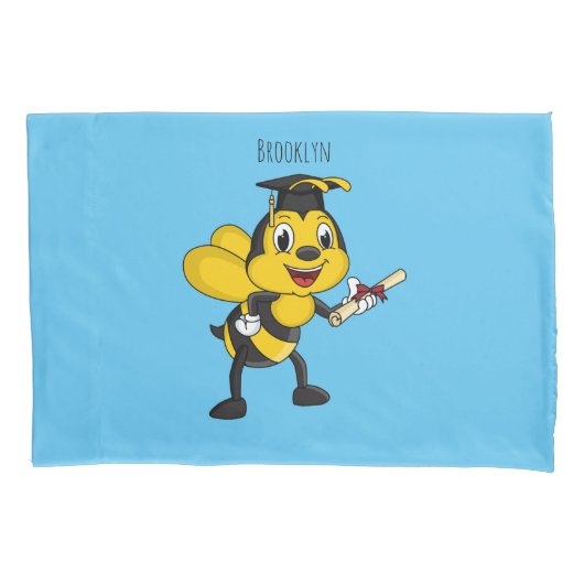 Happy cartoon bee afstuderen kussensloop (Voorkant)