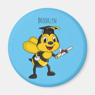 Happy cartoon bee afstuderen magneet